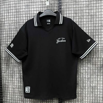 Áo Polo Jersey New Era New York Yankees Đen Sọc Trắng *19829398*