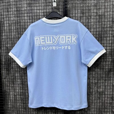 Áo Thun New Era New York Yankees Xanh Viền Cổ Trắng Logo Xù Phồng *14422492*