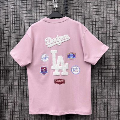 Áo Thun New Era LA Dodger Multi Logo Hồng Xù Trắng *16668987*