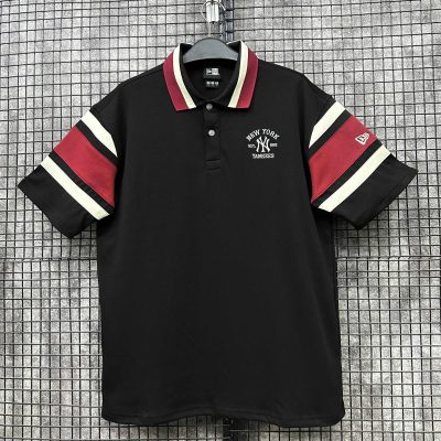 Áo Polo New Era New York Yankees Đen Sọc Tay Đỏ Trắng *15453599*