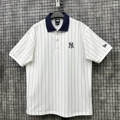 Áo Polo New Era New York Yankees Trắng Sọc Cổ Đen *16554421*