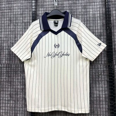 Áo Polo New Era New York Yankees Trắng Sọc Viền Vai Đen *15444789*