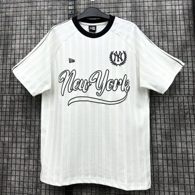 Áo Thun New Era New York Yankees Trắng Cổ Đen Logo Bông Lúa *15544489*