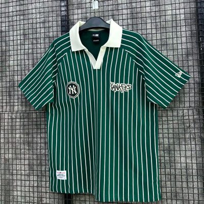 Áo Polo Jersey New Era New York Yankees Xanh Rêu Sọc Trắng *17778453*