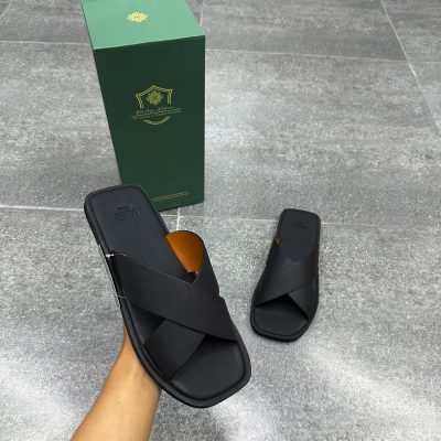 Dép Bodega Delima Slide Darrel Premier Cross Strap Togo BLACK *BDG – 59989BLK*