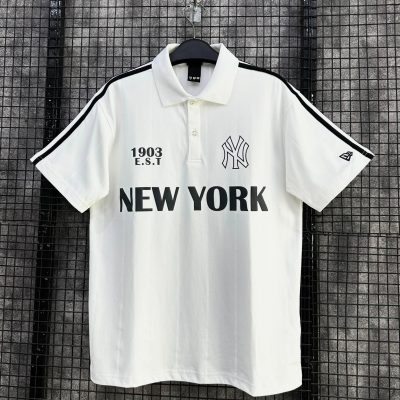 Áo Polo  New Era New York Yankees Trắng Viền Line Đen *16599859*